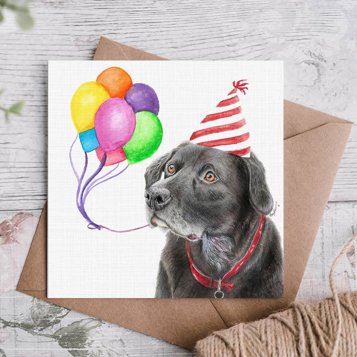 Cloud Jellybean Art - Wholesale Birthday Card - Black Labrador Birthday Card/Black Lab