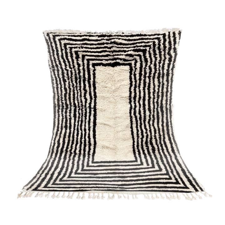 Beni Ourain wollen vloerkleed met abstracte geometrische vormen voor wholesale door BohoVibeCraft