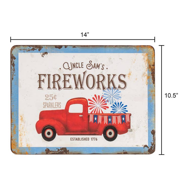 Col House Designs - Wholesale Sign - Uncle Sam's Fireworks Truck Rustic Metal Sign