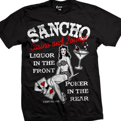 5050-BLACK WHITE | Sancho Casino And Lounge | Men's T-Shirt for wholesale by Cartel Ink