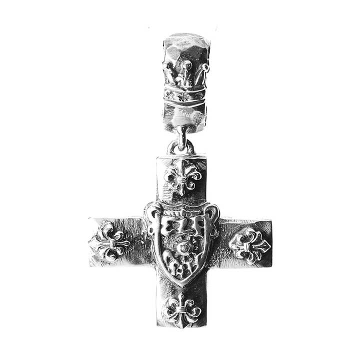 Sølv vedhæng græsk Cross Body med Elfin skjold og liljer for engroshandel hos ElfCraft