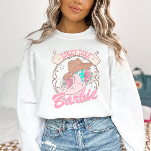 Wild Indigo - Vente Sweat-shirt à imprimés – femme - Honky Tonk Barbie | Barbie occidentale | Cowgirl Barbie
