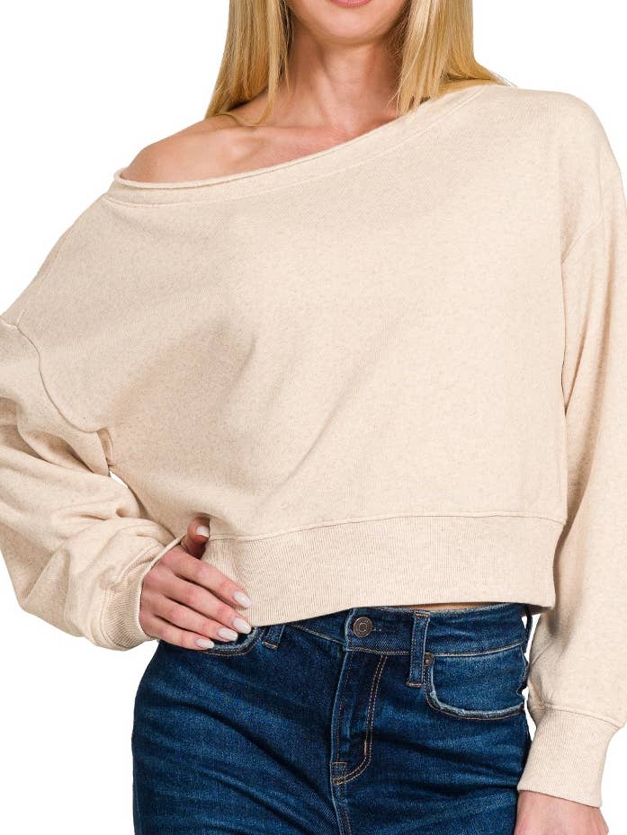 Fleece Boat-neck Pullover for wholesale by Vanilla Monkey