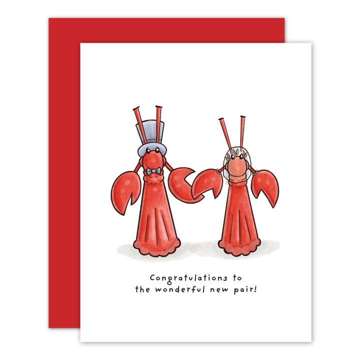 Little Lobster Wedding Card (Mr. & Mrs.) for wholesale by The Lobster Studio