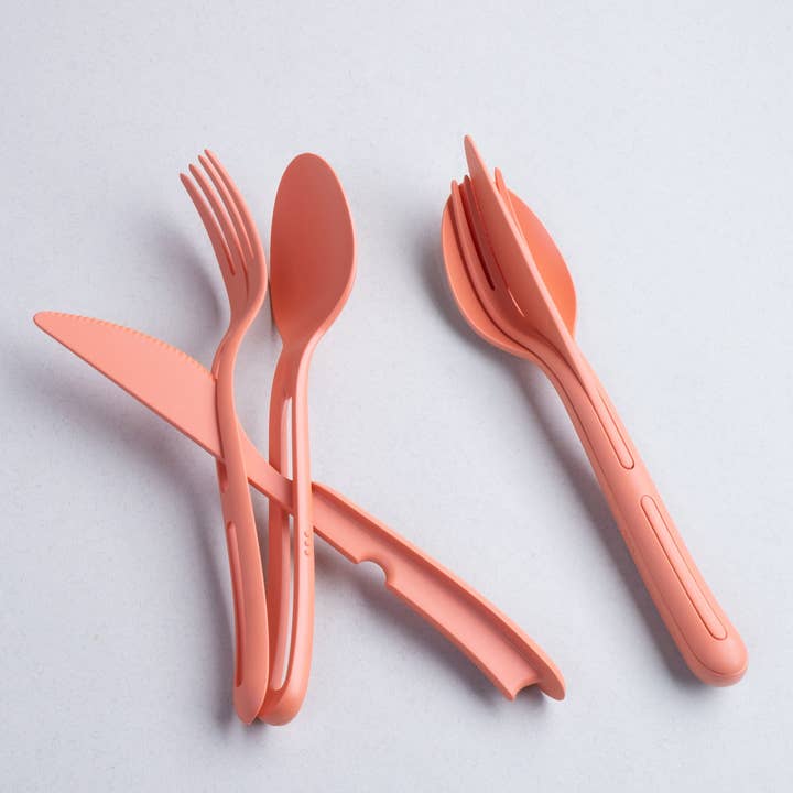 strong coral 3-piece cutlery set KLIKK for wholesale on Faire1