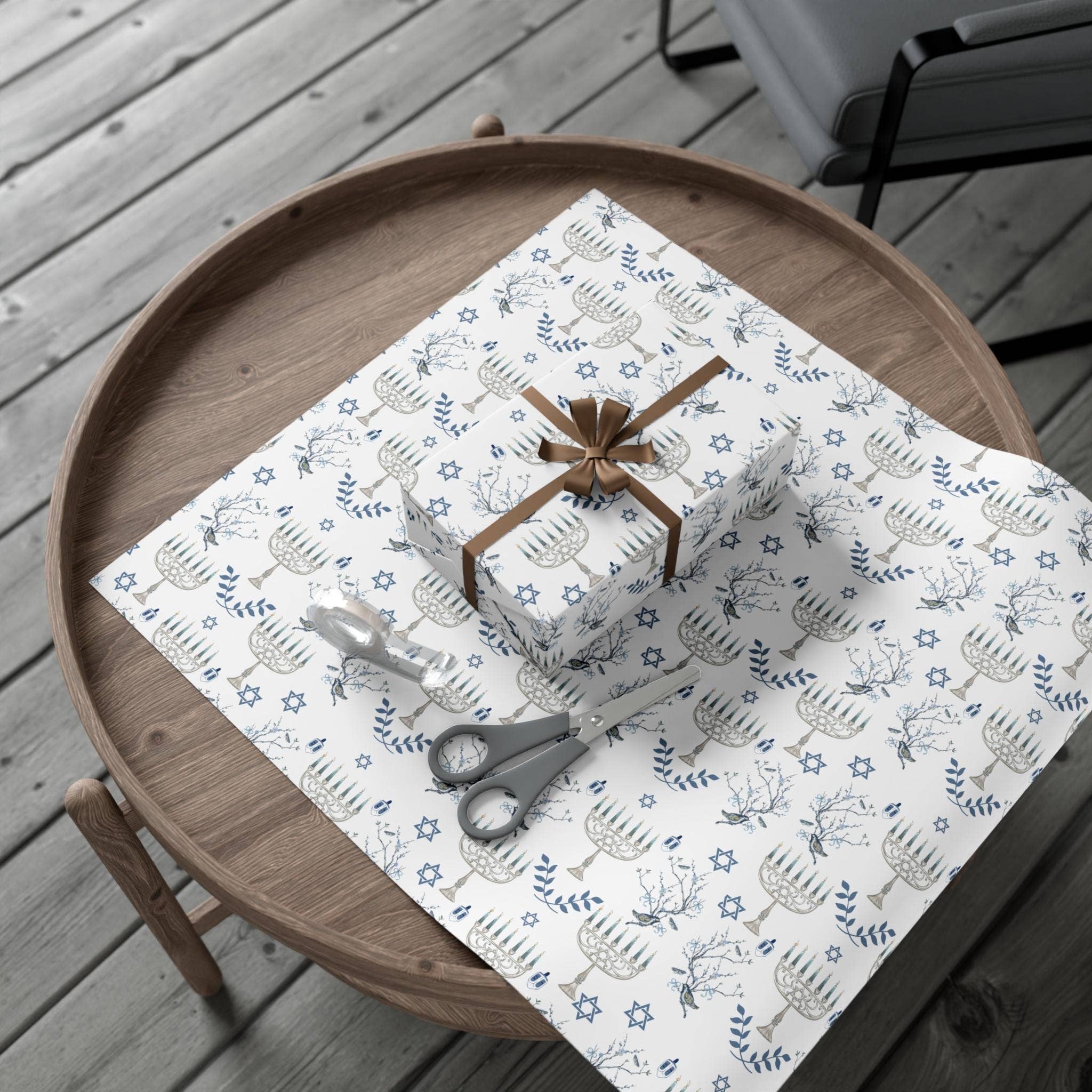 SB Paperie - Wholesale Flat Wrap - Chinoiserie Hanukkah Wrapping Paper5