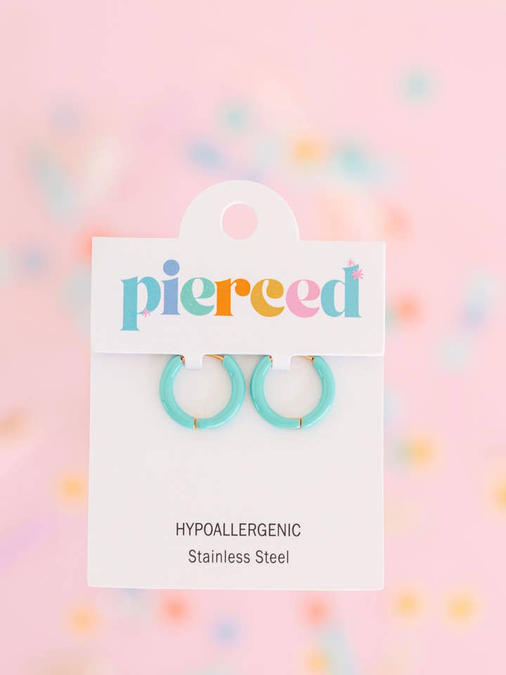 Teal 10mm Creolen // Durchstochen für den Großhandel von Bend & Snap