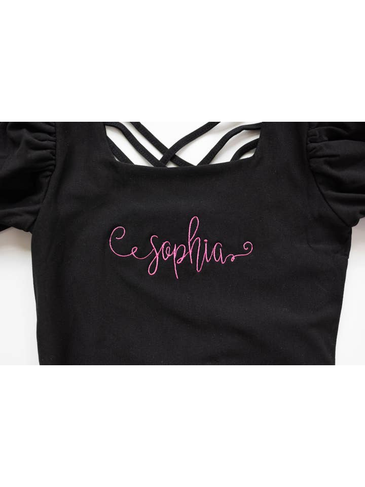 Cheeky Plum - Wholesale Leotard - Kids - Puff Sleeve Leotard - Black Magic11