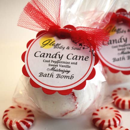 Glow Body and Soul - Wholesale Bath Bomb/Fizz - Candy Cane Christmas Bath Bomb Fizzy1