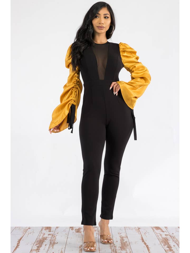 H&H Fashion Inc. - Wholesale Jumpsuit - Women's - RRE90492-1 - Ruched Long Sleeve Jumpsuit2
