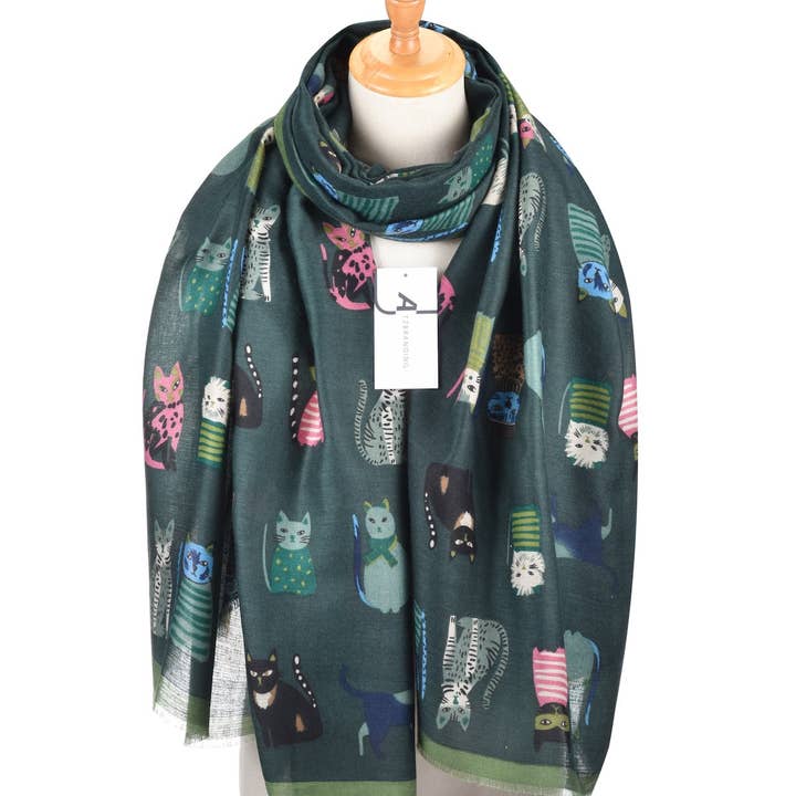 Funkyrel® Atzbranding Limited - Wholesale Sjaal - Dames - Scarvii sjaal met schattig cartoon kattenpatroon7