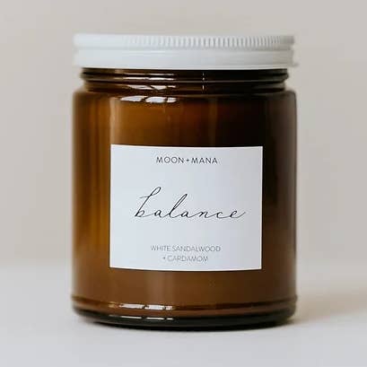 Balance Candle 9oz | White Sandalwood + Cardamom for wholesale by Moon + Mana