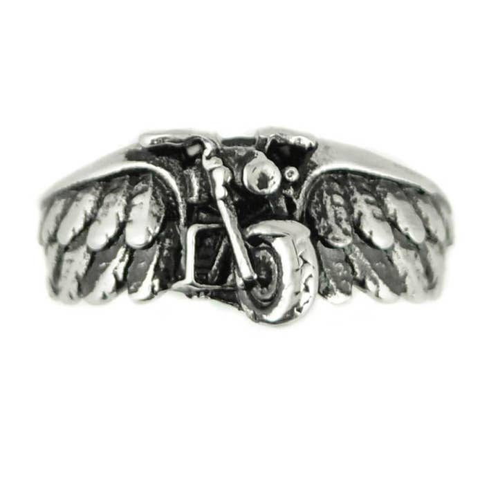 Heavy Metal Jewelry - Wholesale Signet Ring - Motorcycle Wing Ring, Stainless Steel, Sizes 5-13