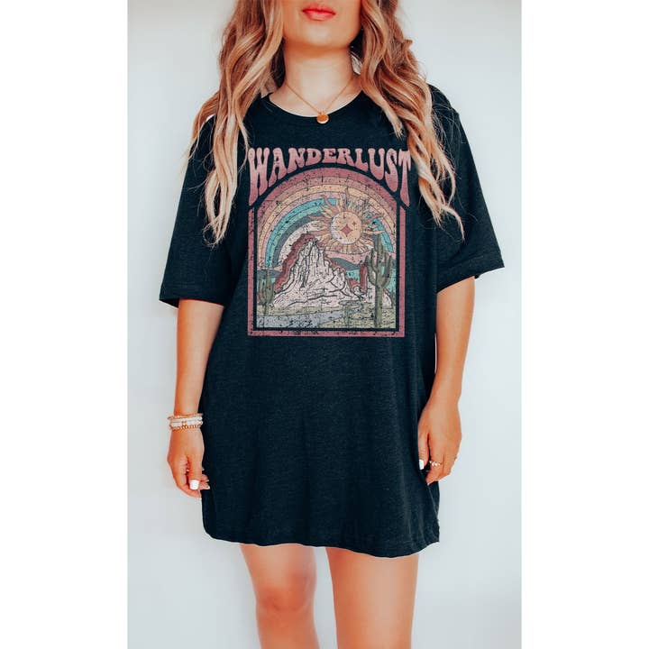 Vintage Wanderlust Oversized Graphic Tee for wholesale by Kissed Apparel