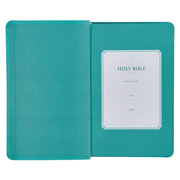 Christian Art Gifts - Wholesale Book - Adult - KJV Bible Giant Print Standard-size Faux Leather Teal Floral