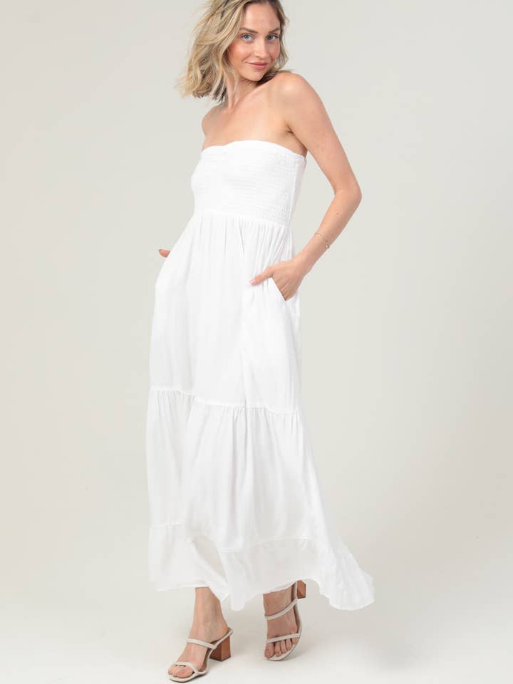 C4F13-ASIS SMOCKED SWEETHEART BODICE STROPLØS MAXIKJOLE WI for engroshandel hos ANGIE