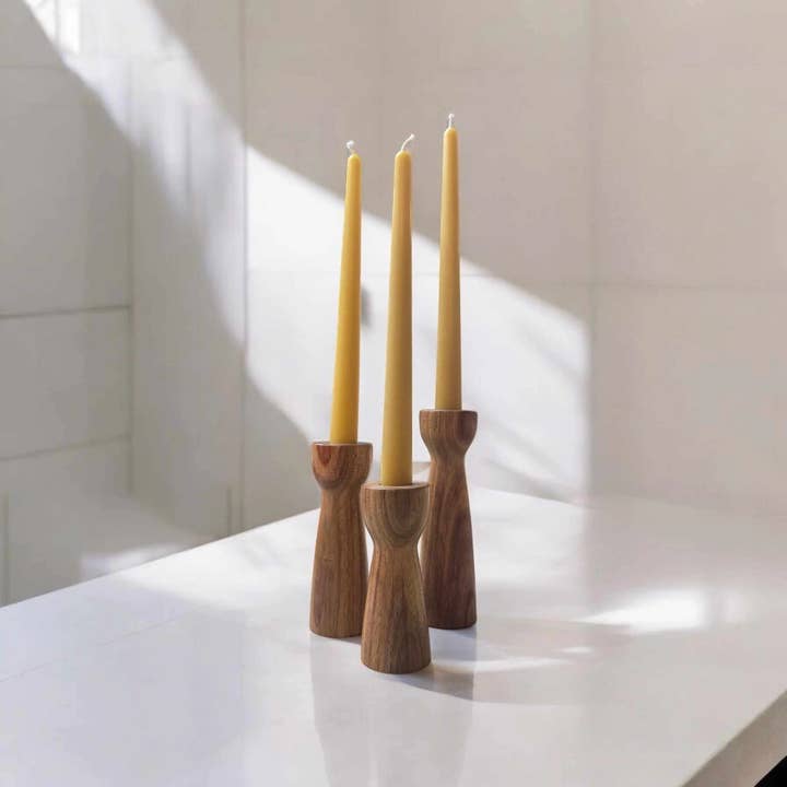 Hand-Poured 100% Beeswax Candle - 10" Tapers for wholesale by Tittle Apiaries, LLC