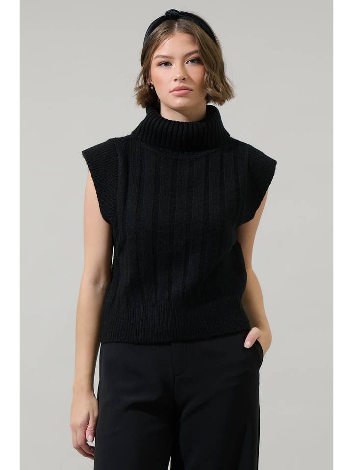 Sugarlips - Wholesale Knit Sweater - Women's - Anaya Turtle Neck Ribbed Sweater Top