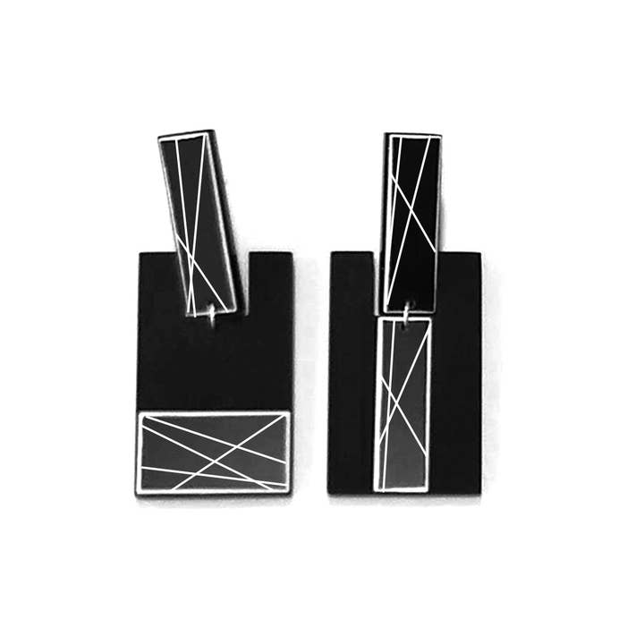 ROSS MS statement acrylic earrings Metropolis line for wholesale by ALEX+SVET