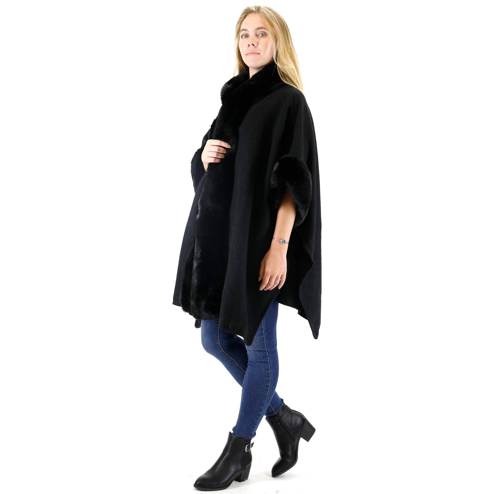 TAPA fashion - Wholesale Fur/Faux Fur Coat - Women's - Fur Hoodie Shawl P183 (3PC)12