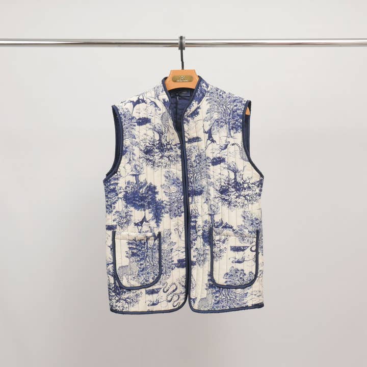 Jungle print quilted sleeveless jacket KD7293-2 for wholesale by Cecile Wang