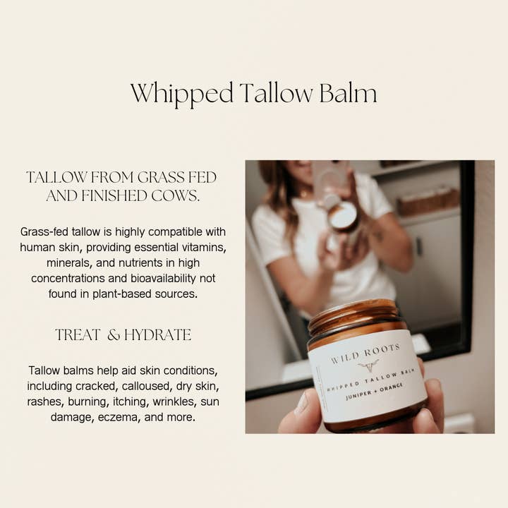 Wild Roots Tallow Co. - Wholesale Facial Moisturizer - Lemon + Vanilla Whipped Tallow Balm | Grass Fed Beef Tallow