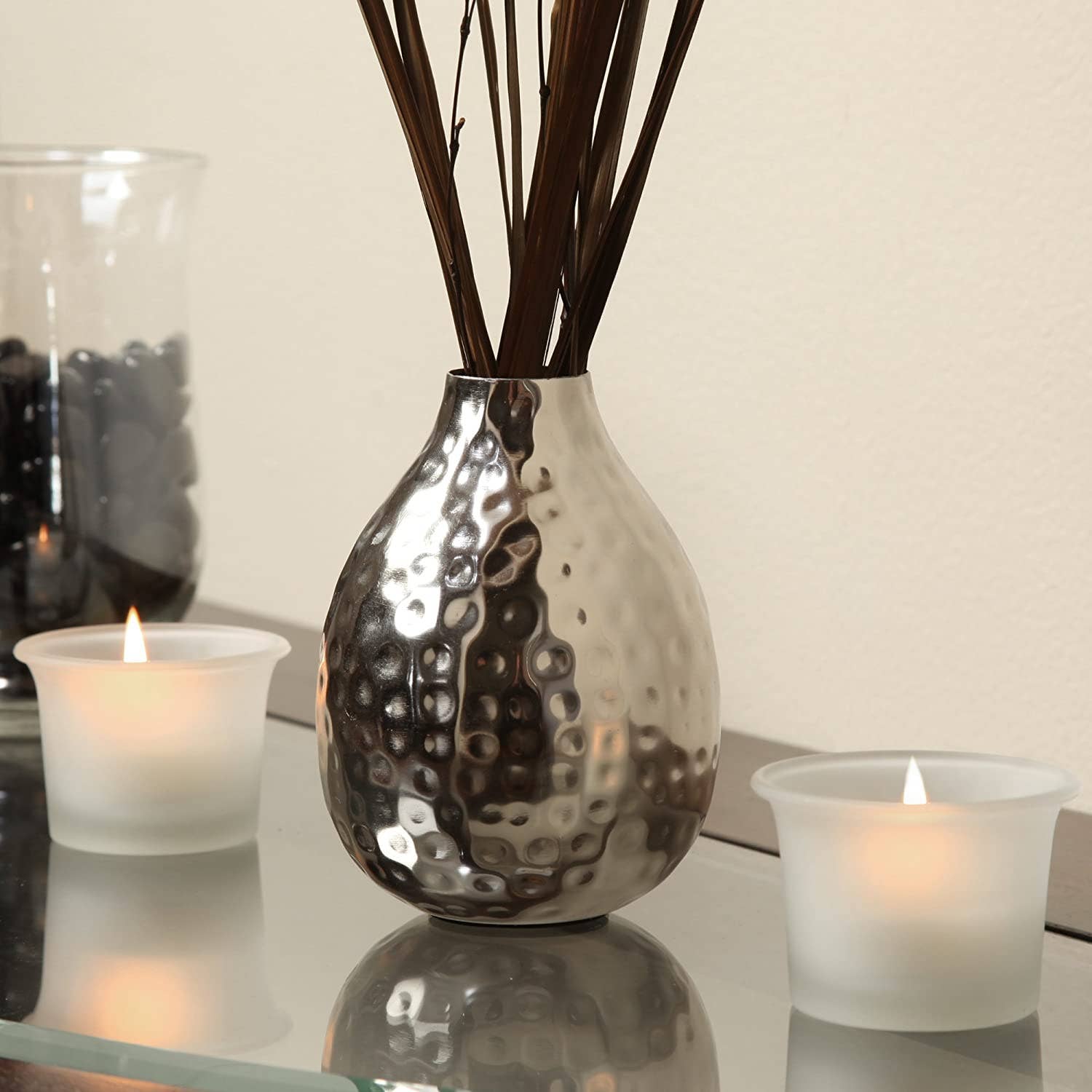 Hosley - Wholesale Vase - Hosley® Set of 3, Nickle Glazed Metal Bud Vase1