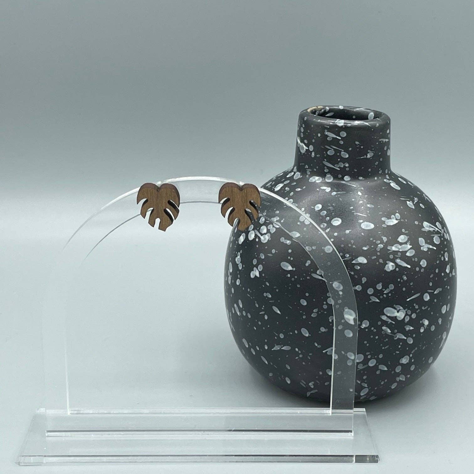 laserandbeam - Wholesale Stud/post earrings - Monstera Leaf Studs - Walnut Wood0