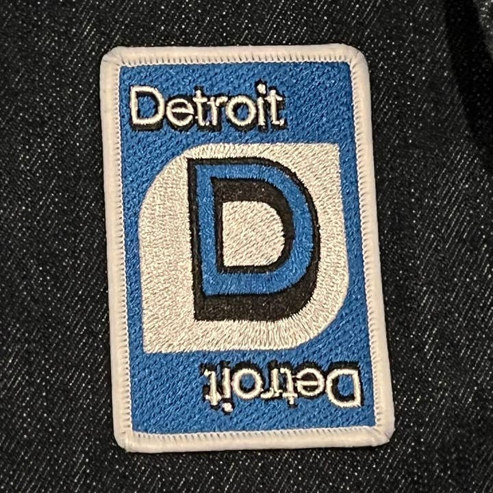 Detroit Uno Card Embroidered Iron-On Patch for wholesale by Designs by Rebecca Goldberg