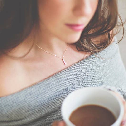 Dainty Gold Necklace - 14 Karat Gold - Tiny Bar for wholesale by Wild Juniper