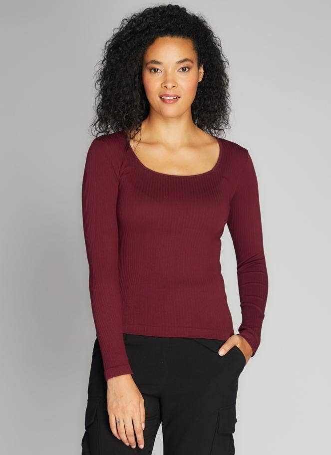 C'est Moi Clothing Co – wholesale Knit top – Women's – Seamless Rib Square Neck Top- CERT12106