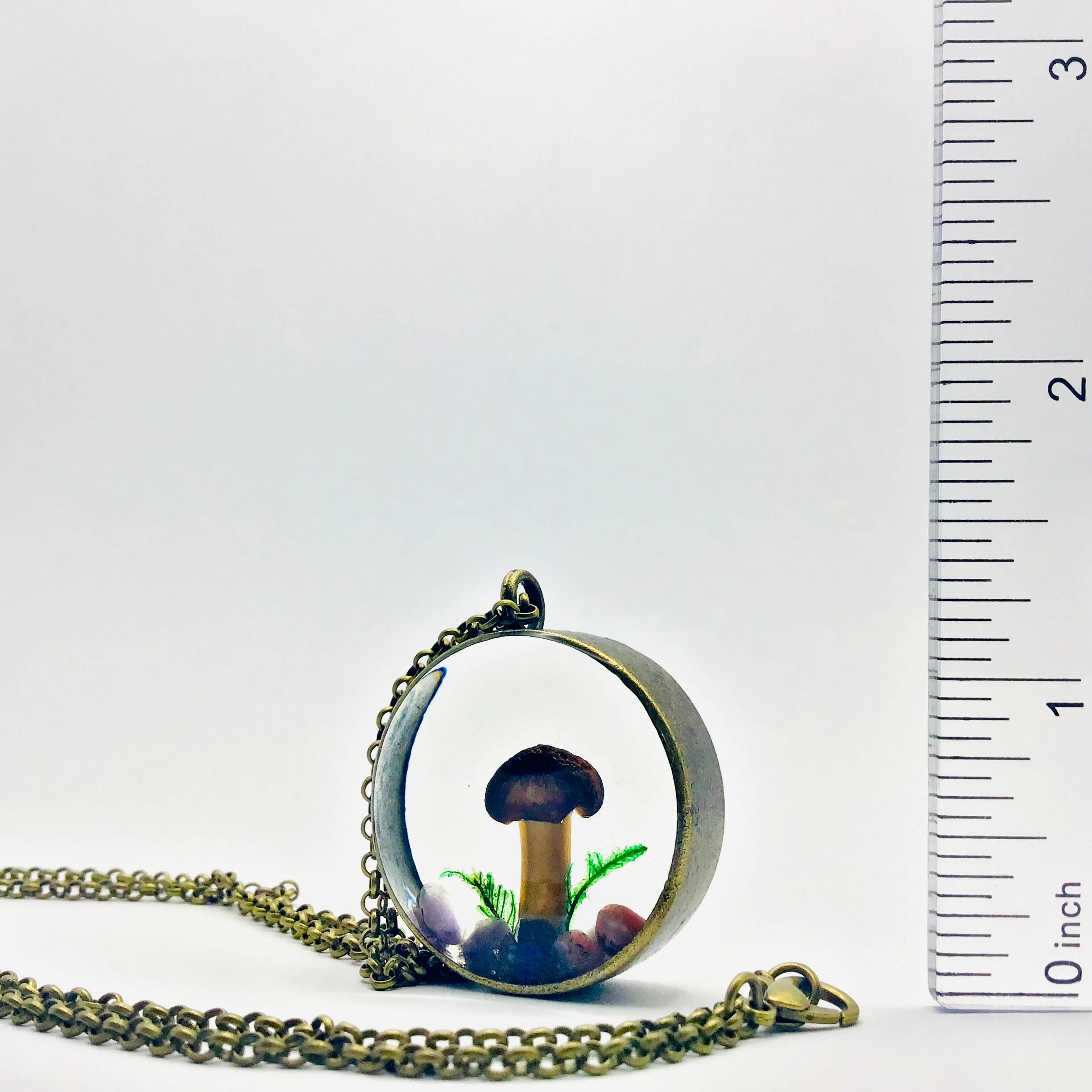 Fungus Farm LLC - Wholesale Pendant/Charm Necklace - Real Mushroom Curiosity Necklace Pendant 1.25" # 6941