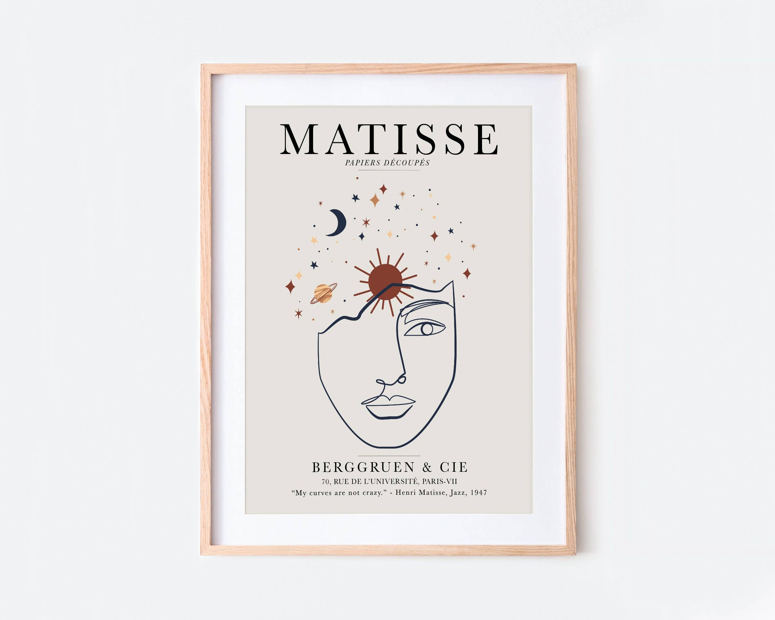 Sugar & Canvas – Engroshandel Kunsttryk – Henri Matisse Single Line Kvinde Face Vintage Plakat Linje Art Print | Matisse Print, Matisse Plakat, Berggruen og Cie, Papiers Decoupes #M731