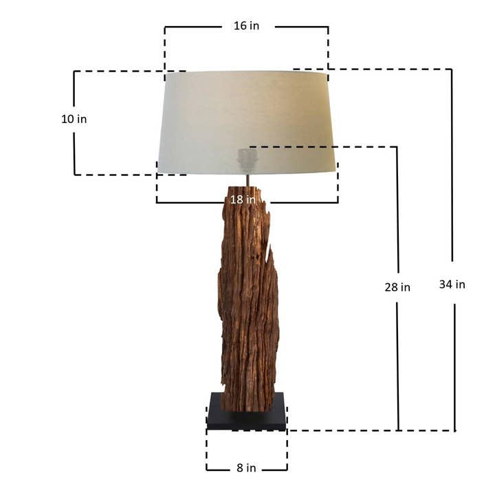 Continental Home - Venta al por mayor Lámparas de figura - LÁMPARA DE MESA DE POSTE DE TECA L6031
