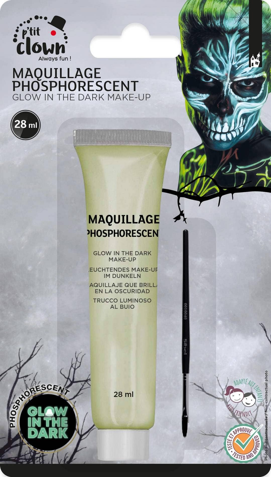 P'tit Clown - Wholesale Face Paint/Play Makeup - Kids - Phosphorescent Blush With Brush - 28ml0