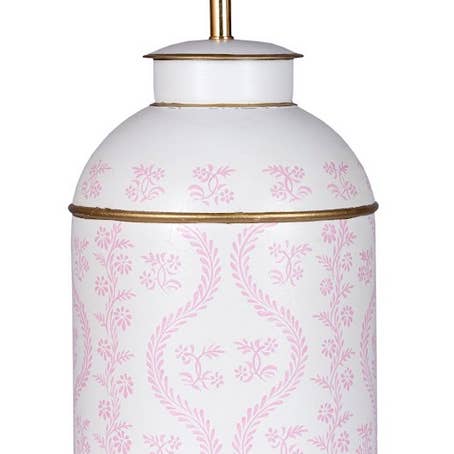 The Enchanted Home - Wholesale Accent/Desk Lamp - Pink IKat Tea Caddy Lamp