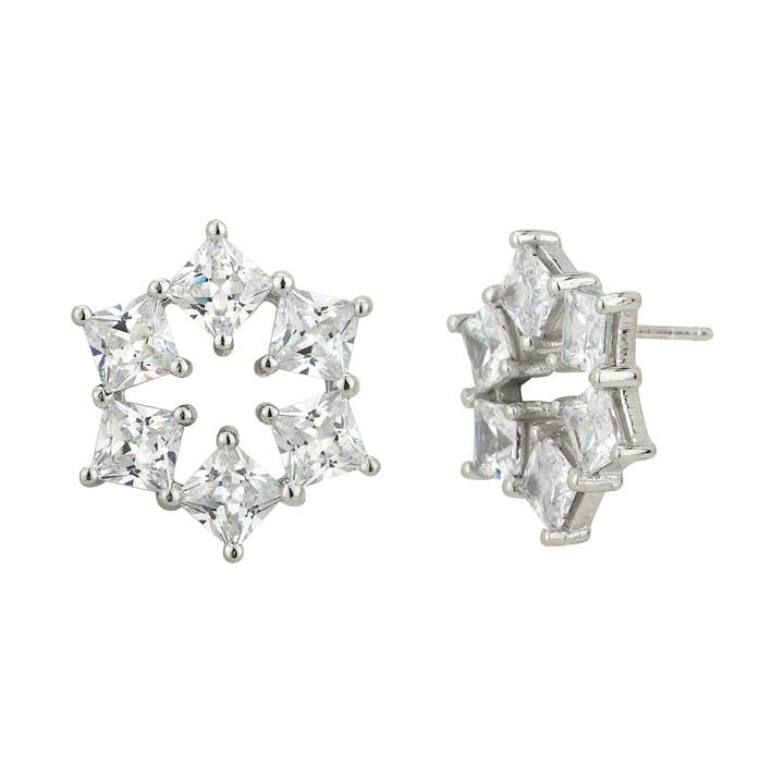 Carlton London Pendientes de tuerca en tono plateado con forma de flores para venta al por mayor de Carlton London