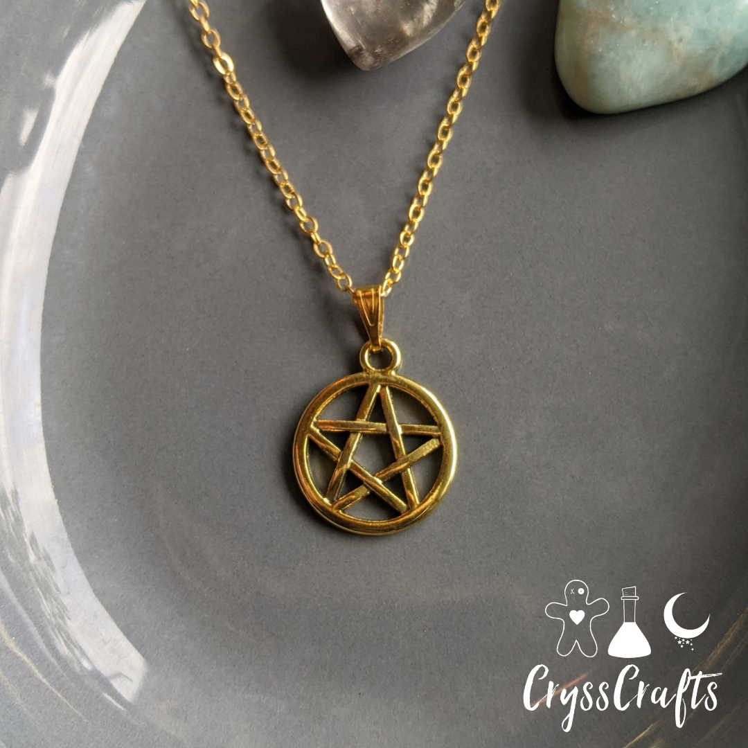 CryssCrafts – Engroshandel Halskæde med vedhæng – Charm halskæde Pentagram Guld eller Sølv2