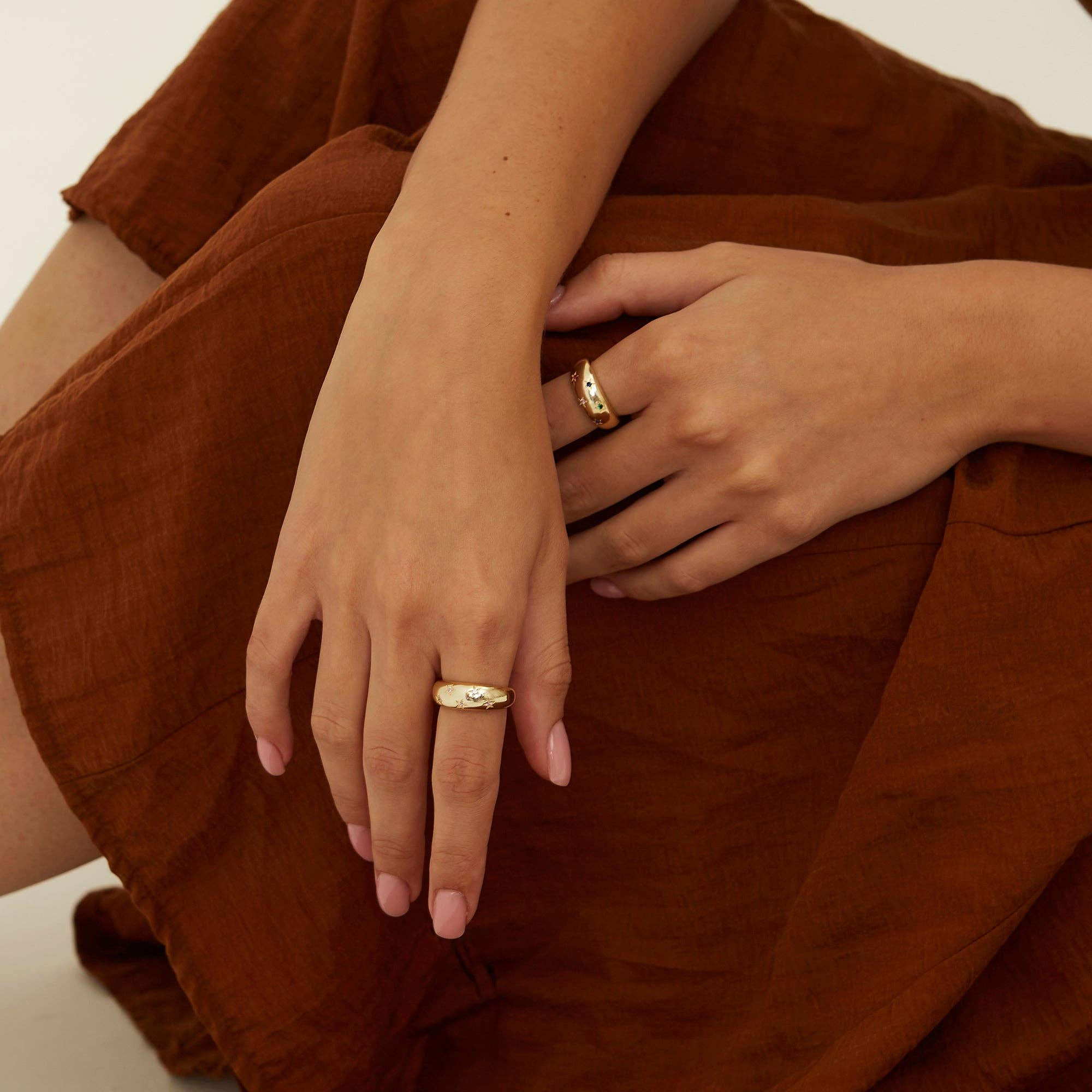 Spero London - Wholesale Multi-Stone Ring - Celestial Star Sterling Silver Dome Ring With Stones16