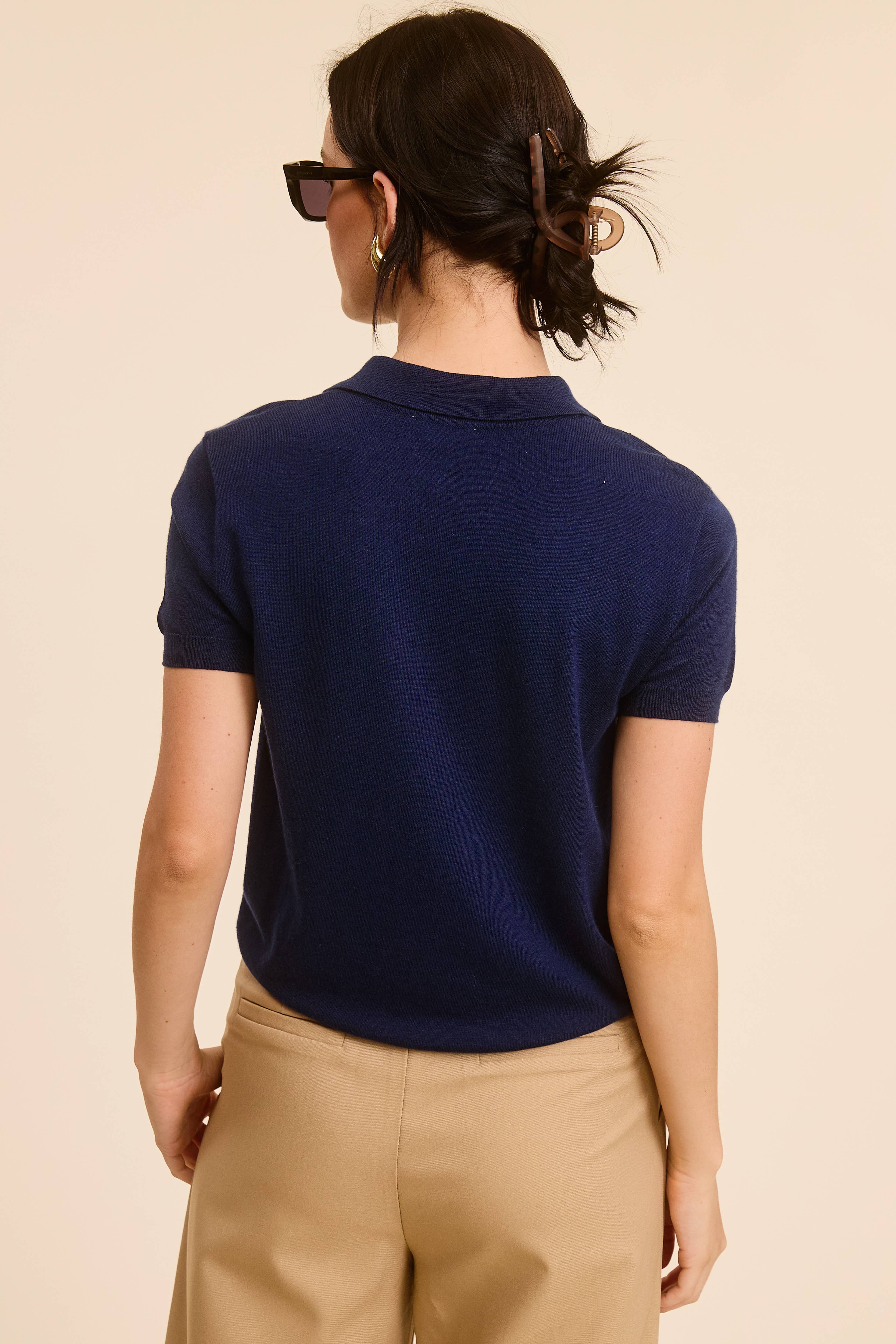 Mimosa - Wholesale Knit Top - Women's - Buttoned Collar Short Sleeve Knit Polo Top12