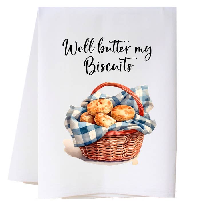 Butter My Biscuits Kitchen Towel for wholesale by Cora & Pate