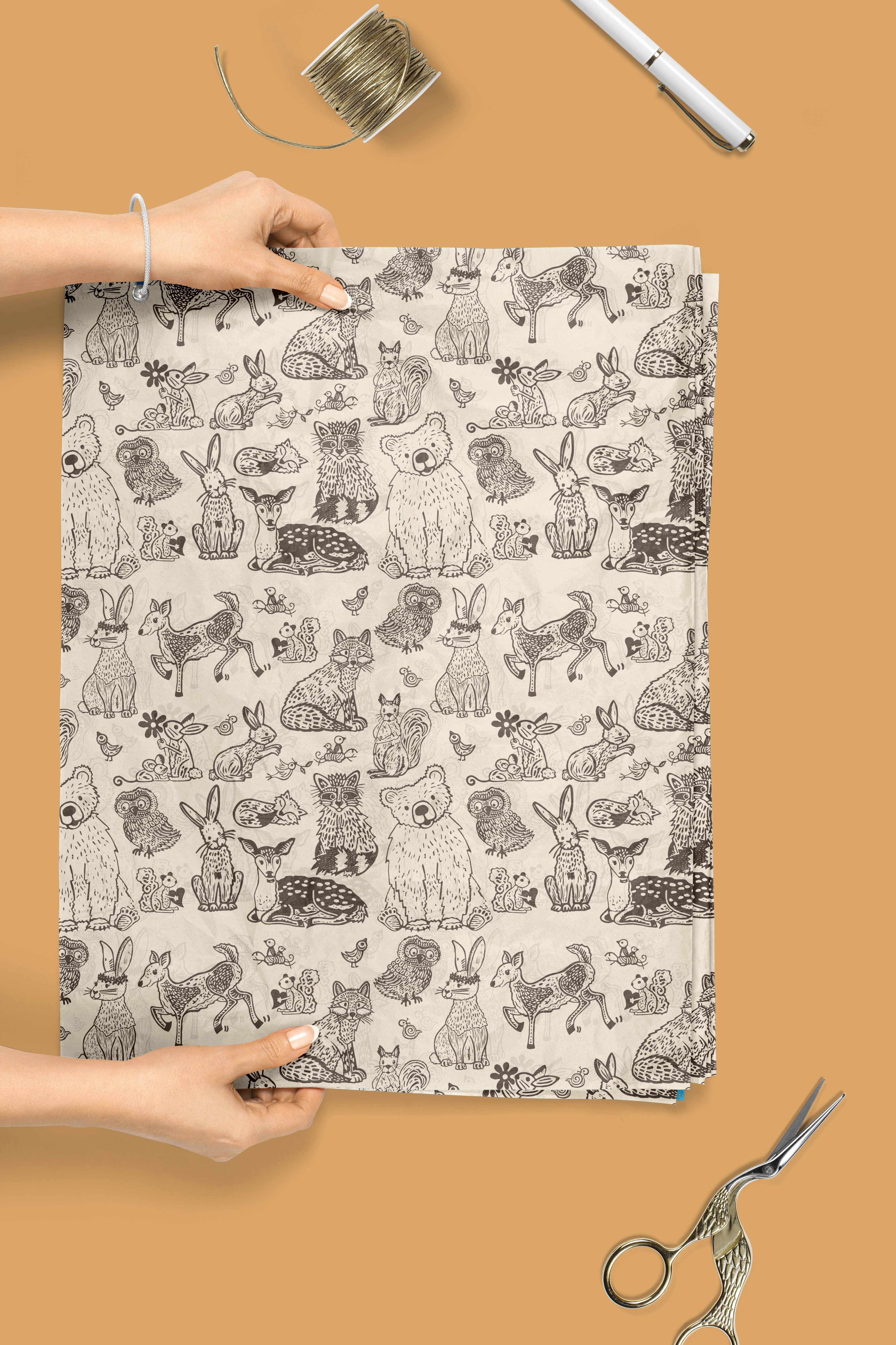 Block21Prints - Wholesale Flat Wrap - Woodland Animals Wrapping Paper - Roll of 2 Sheets4