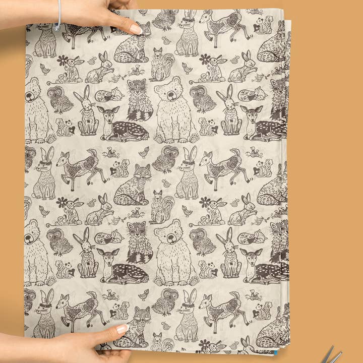 Block21Prints - Wholesale Flat Wrap - Woodland Animals Wrapping Paper - Roll of 2 Sheets4