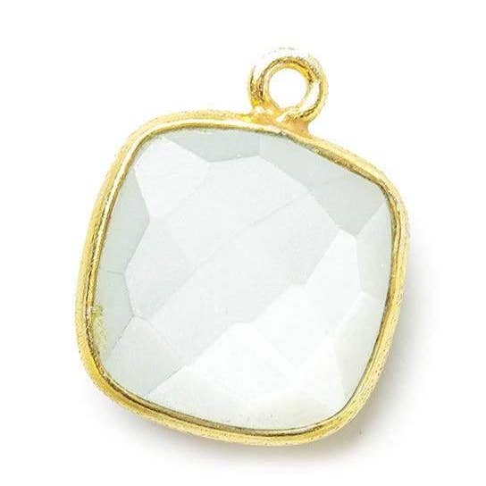 Vermeil Bezeled White Moonstone faceted pillow Pendant 1 piece for wholesale by The Bead Traders