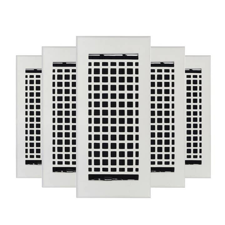 PAQUETE de 5 MOSAICOS 4"x10" Rejilla de Suministro de Aire de Aluminio Fundido Sólido para venta al por mayor de Registers and Hardware Hub Inc.