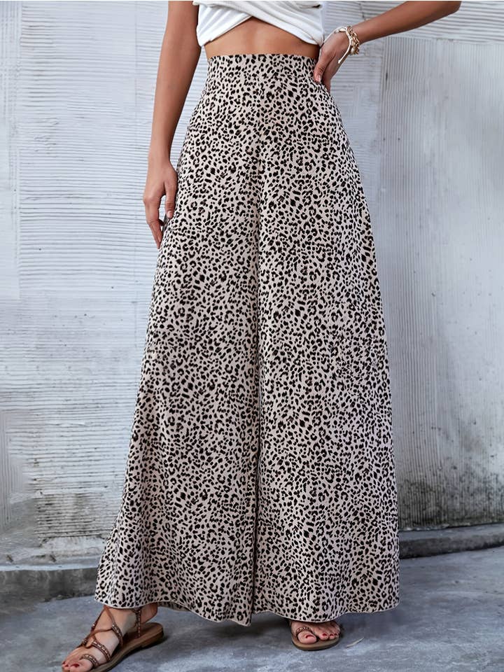 Brown Printed High Waisted Women's Casual Pants for wholesale on Faire