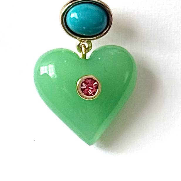 HoopLa - Wholesale Dangle Earrings - Lucky Heart- Evil Eye Heart Earrings. 2