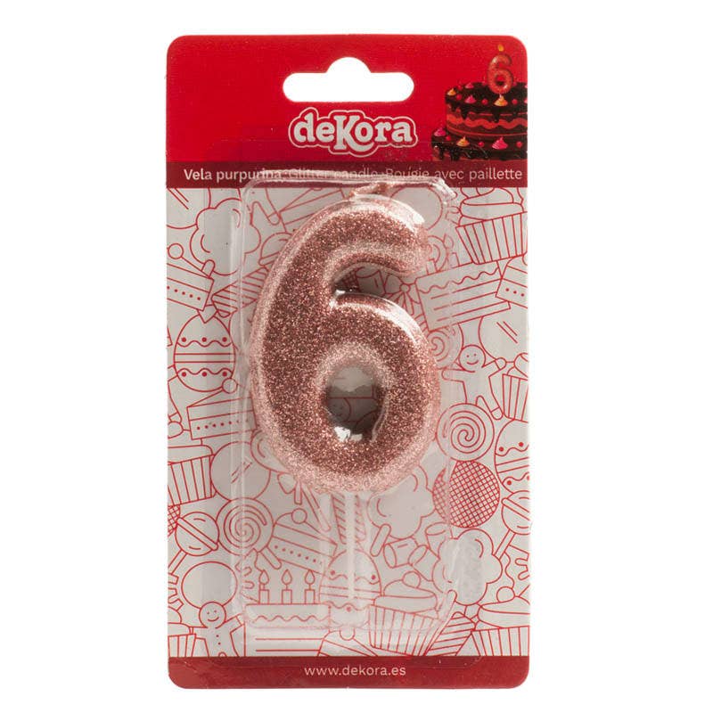 Birthday candle for cakes with pink glitter for wholesale on Faire16