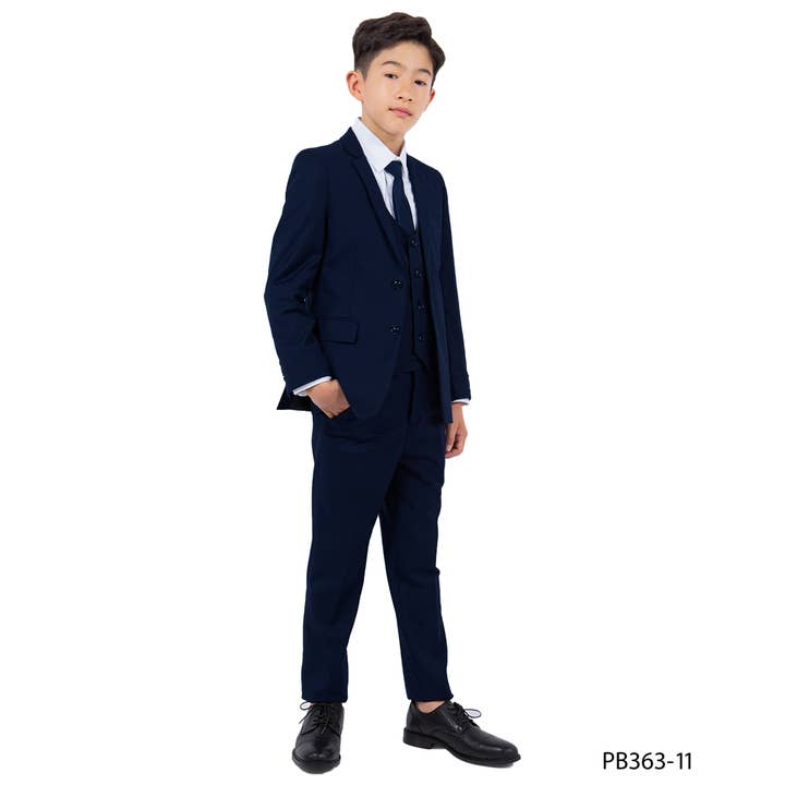 Navy Perry Ellis Boys Suit, Slim-Fit 5pc (Includes Tie) for wholesale by Suits America