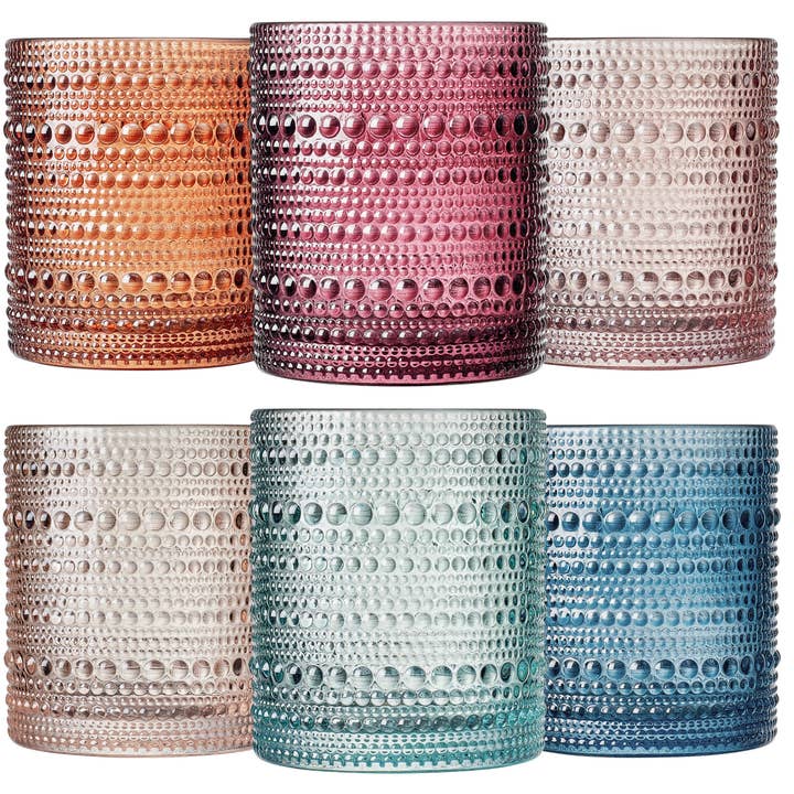 The Wine Savant / Khen Glassware - Vendita all'ingrosso Bicchieri da cocktail/superalcolici - Set di bicchieri Spring Hobnail Tumbler | Set da 6 | 11 OZ
